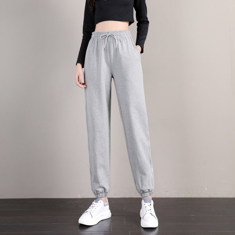 Pure Cotton Track Pants Female Loose Tappered