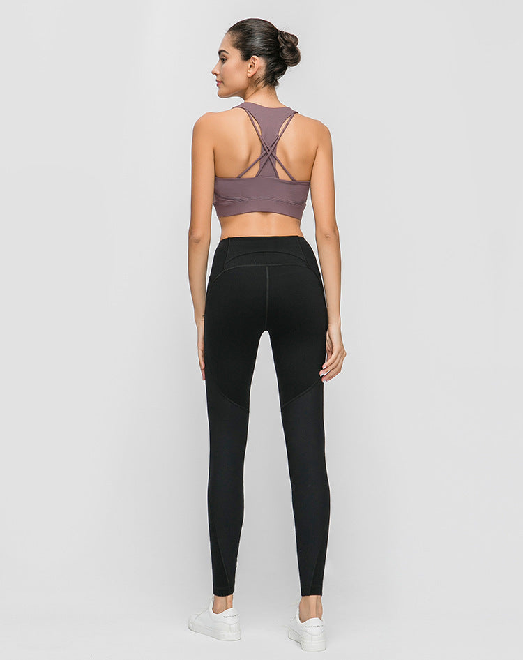 Contrast-panel sports bra