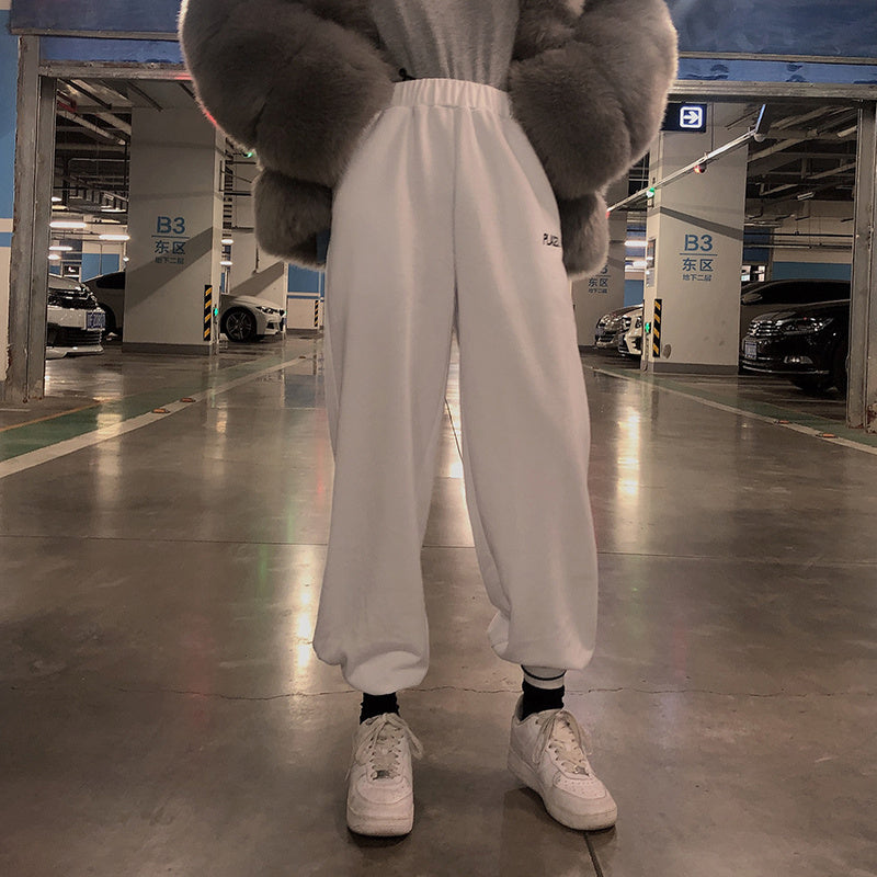 High-waist beam-leg track pants