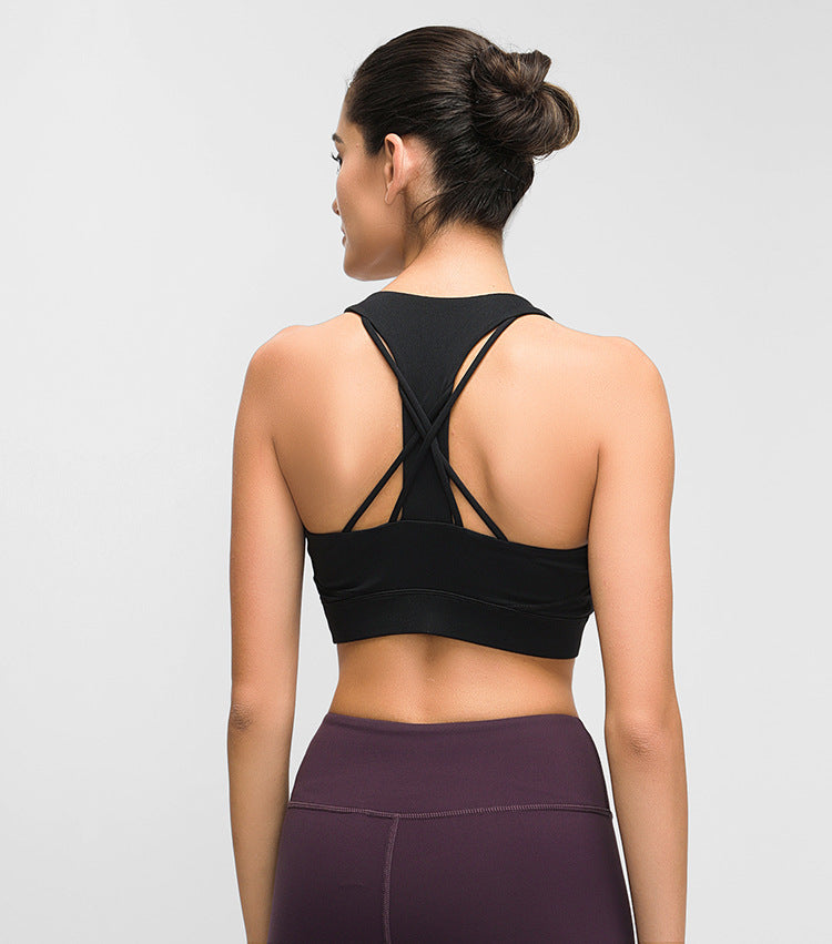 Contrast-panel sports bra