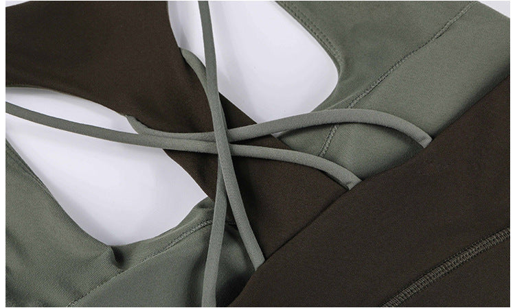 Contrast-panel sports bra