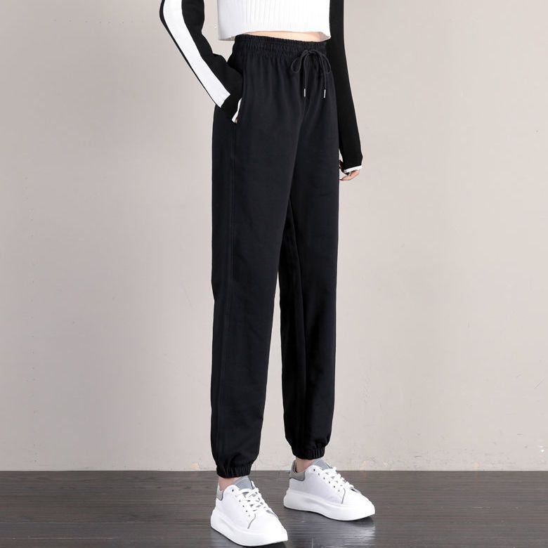 Pure Cotton Track Pants Female Loose Tappered