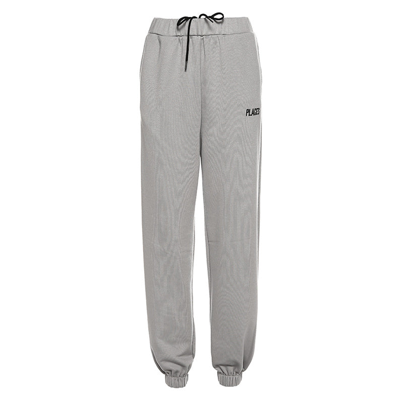 High-waist beam-leg track pants