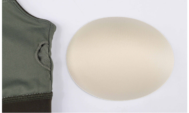 Contrast-panel sports bra