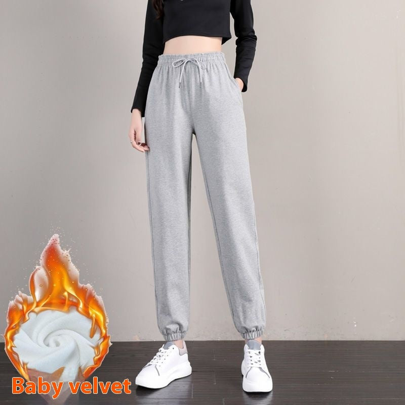 Pure Cotton Track Pants Female Loose Tappered