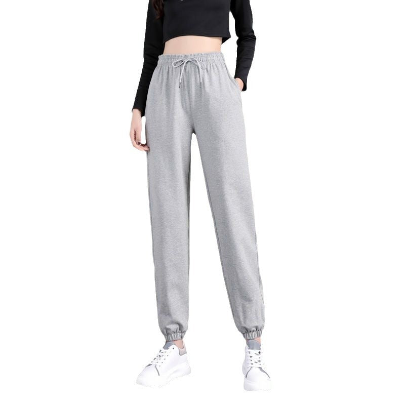Pure Cotton Track Pants Female Loose Tappered