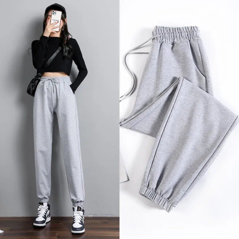 Pure Cotton Track Pants Female Loose Tappered