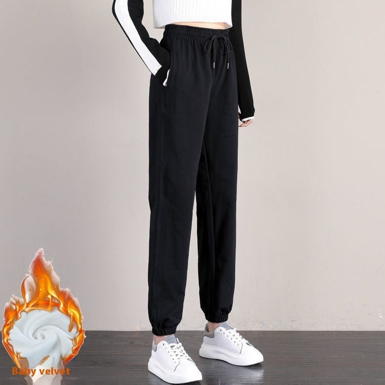 Pure Cotton Track Pants Female Loose Tappered