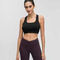 Contrast-panel sports bra