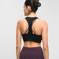 Contrast-panel sports bra