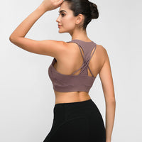 Contrast-panel sports bra