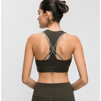 Contrast-panel sports bra
